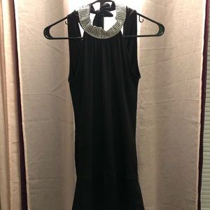 Black high neckline bodycon dress